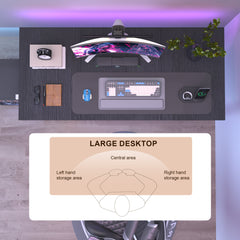 AZN Gaming Desk, 47 to 55 inch Carbon Fiber Gaming Table with 6mm Steel Frame, 400 Lbs Load Capacity, Anti-Wobble Design, Sturdy Home Office Desk