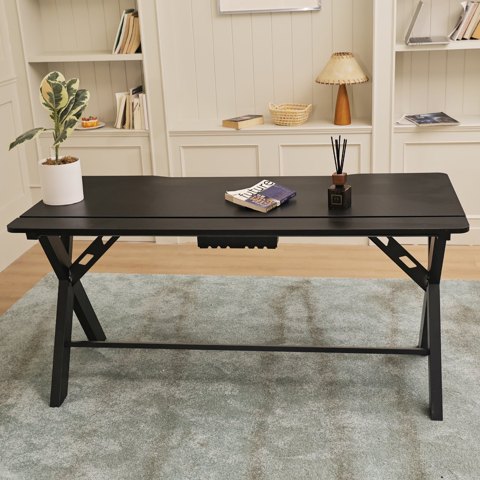 Gaming Desk Computer Desk with LED Lights Sturdy Small Desk Ergonomic PC Gaming Table Workstation with Cup Holder Headphone Hook Cable Box