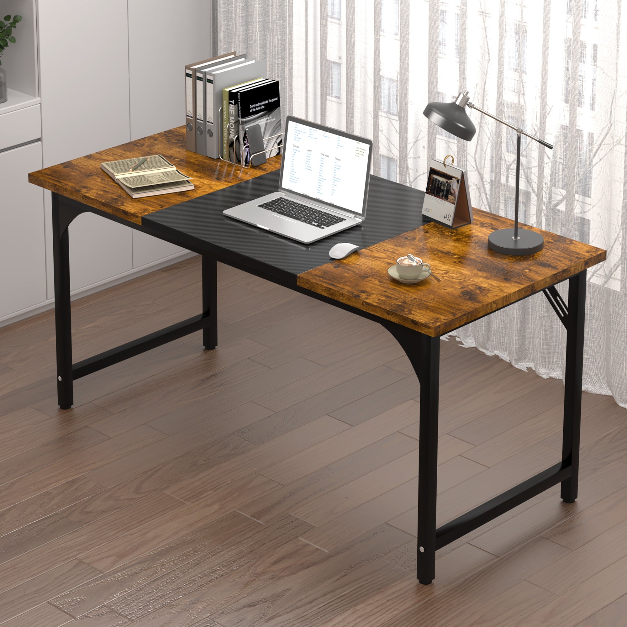 AZN Gaming Desk, 47 to 55 Inch Heavy Duty Computer Desk, 400 Lbs Capacity Office Desk with 6mm Thick Legs & Laser Welded Frame, Anti-Shake Workstation