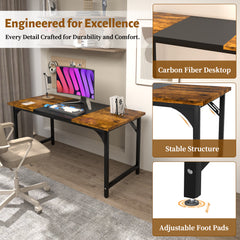 AZN Gaming Desk, 47 to 55 Inch Heavy Duty Computer Desk, 400 Lbs Capacity Office Desk with 6mm Thick Legs & Laser Welded Frame, Anti-Shake Workstation