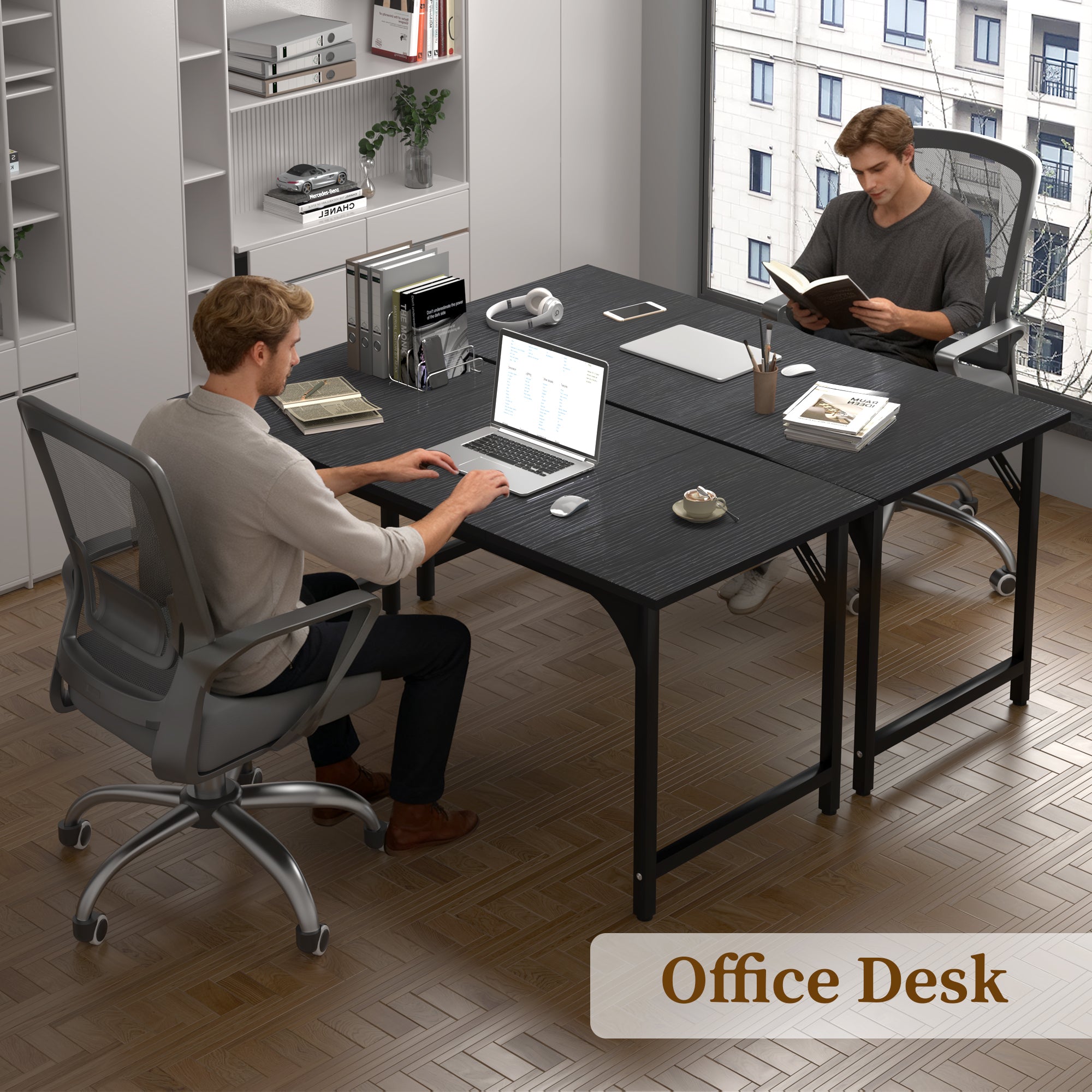 AZN Gaming Desk, 47 to 55 inch Carbon Fiber Gaming Table with 6mm Steel Frame, 400 Lbs Load Capacity, Anti-Wobble Design, Sturdy Home Office Desk